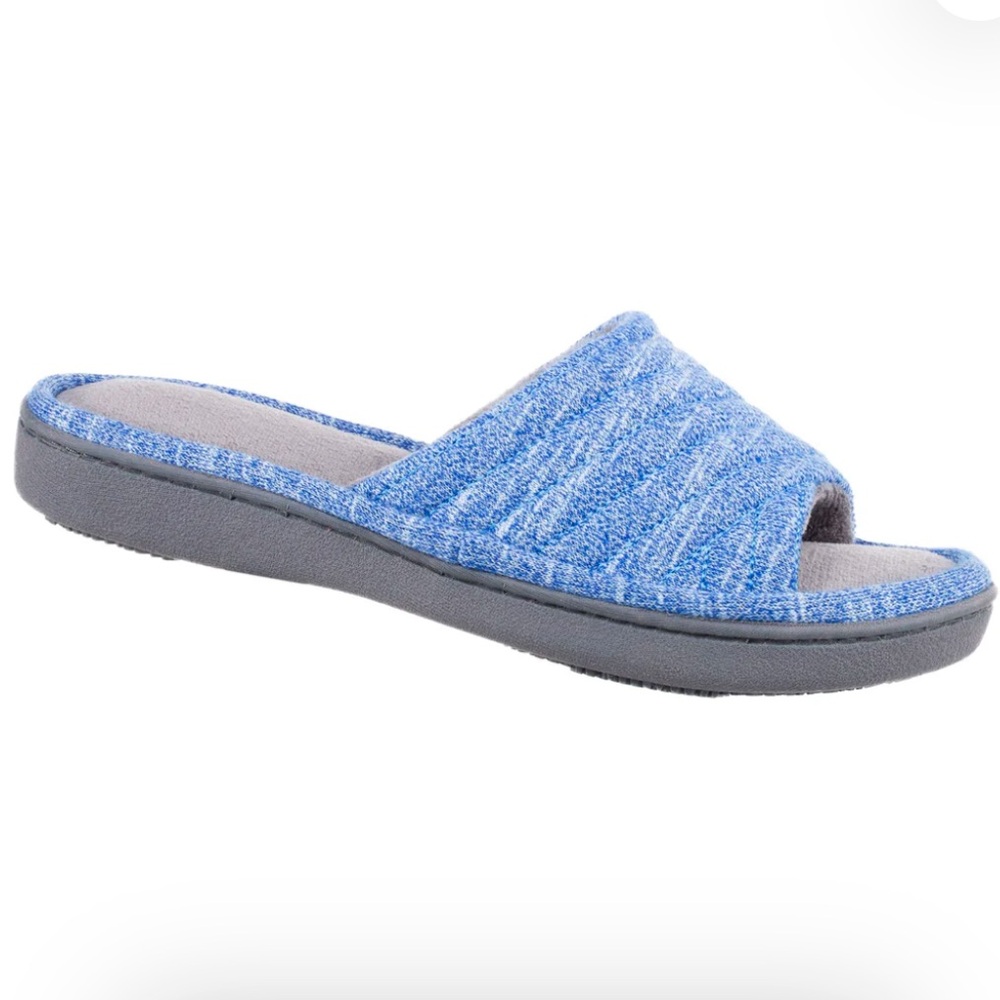 Isotoner House Slippers Size 9.5 10 Womens Slides Blue Space Dye Open Toe
